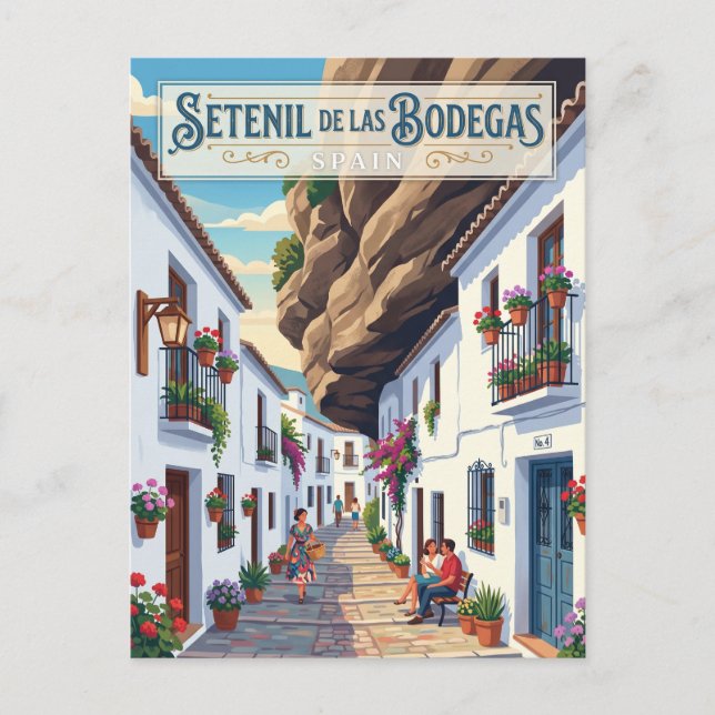 Postal Callejón en Setenil de las Bodegas España (Anverso)