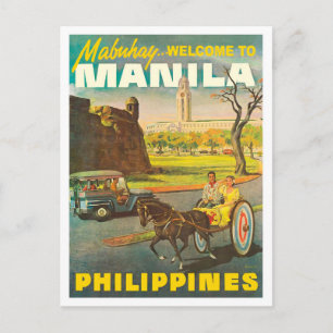 Postal Calles de Manila, Filipinas, viaje vintage