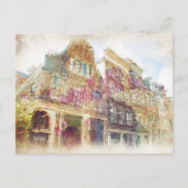 Postal Calles del viejo Amsterdam (Anverso)