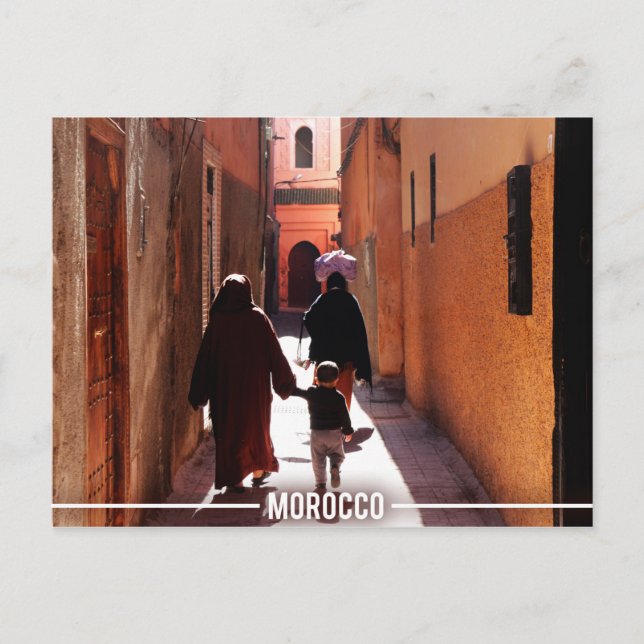 Postal Calles Medina, Marruecos de Marrakesh (Anverso)