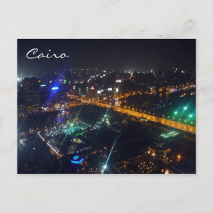 Postal calles nocturnas de El Cairo