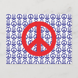 Postal Calles rojas de paz blancas y azules