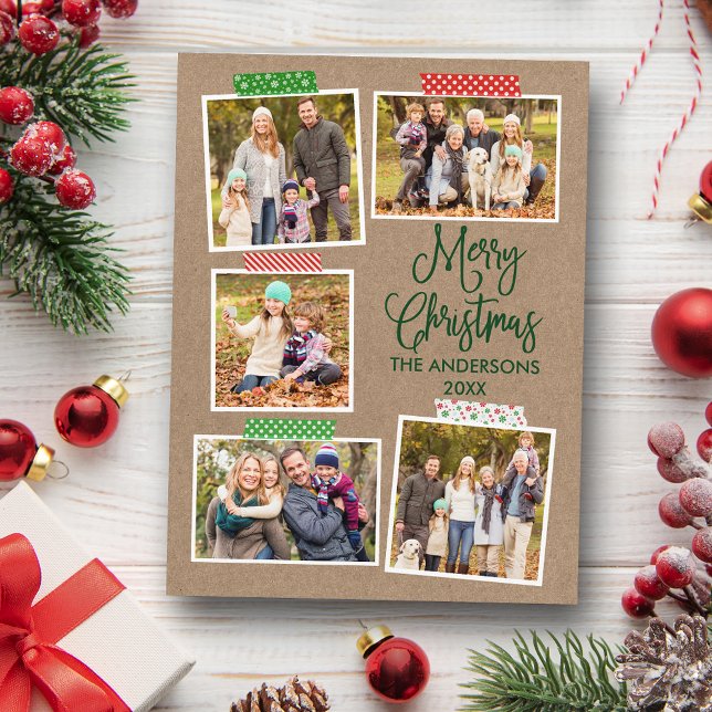 Postal Calligrafía divertida Kraft Green Navidades Craft (Customize to change your personalized text size or text style.)