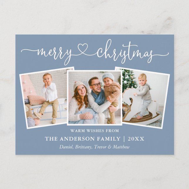Postal Calligrafía Navidades del corazón 3 Foto Dusty Blu (Anverso)