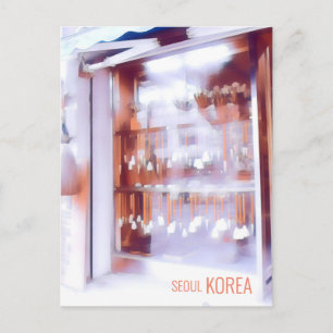 Postal Calligrafía pinceles tienda de antigüedades Corea 