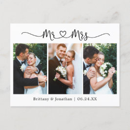 Postal Calligraphy Heart Boda 3 Foto Gracias