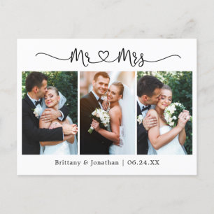 Postal Calligraphy Heart Boda 3 Foto Gracias