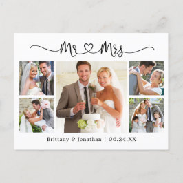 Postal Calligraphy Heart Boda 5 Foto Gracias