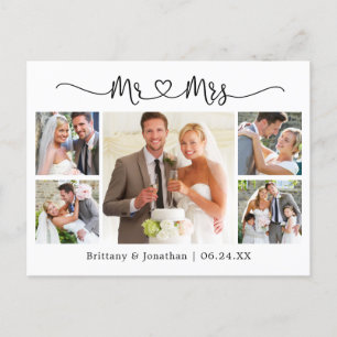 Postal Calligraphy Heart Boda 5 Foto Gracias