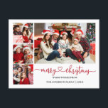Postal Calligraphy Heart Red Navidades 4 Photo Holiday<br><div class="desc">Caligrafía moderna Corazón guión Feliz Navidad 4 Foto postal - Rojo</div>