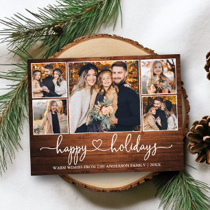 Postal Calligraphy Heart Wood Happy Holidays 5 Photo