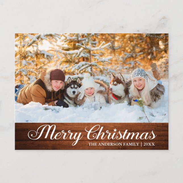 Postal Calligraphy Wood Photo Merry Christmas Star (Anverso)