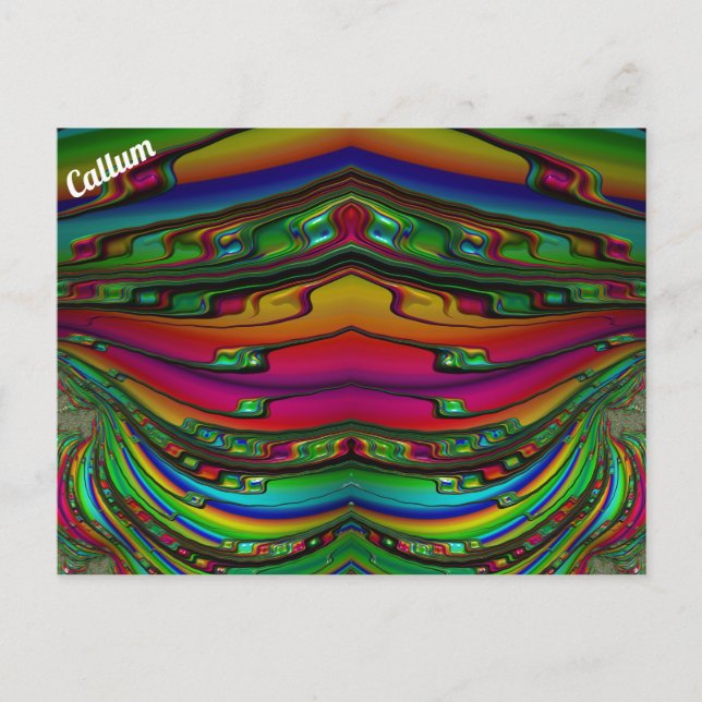 Postal CALLUM ~ Patrón de diseño fractal 3D ~ Multicolor  (Anverso)