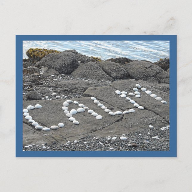 Postal Calma - Arte de Palabras con Conchas de Mar (Anverso)