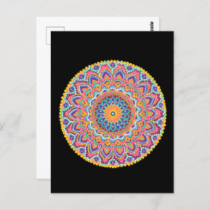 Postal Calma Hermosa Mandala floral colorida
