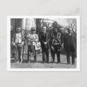 Postal Calvin Coolidge con los indios de Osage