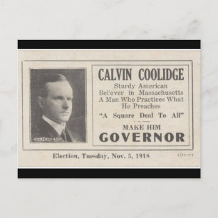 Postal Calvin Coolidge para Gobernador