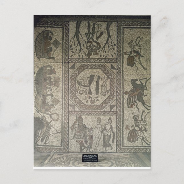 Postal Calzada mosaica de la villa romana en Low (Anverso)