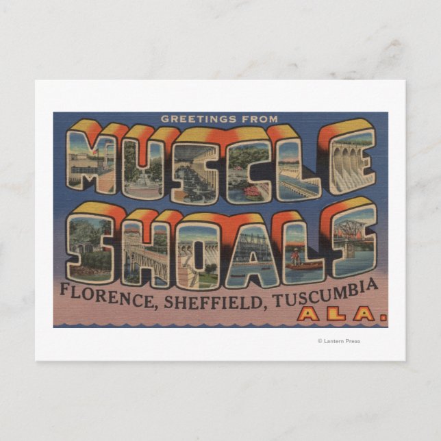 Postal Calzado muscular, Alabama - Escenas de letras gran (Anverso)