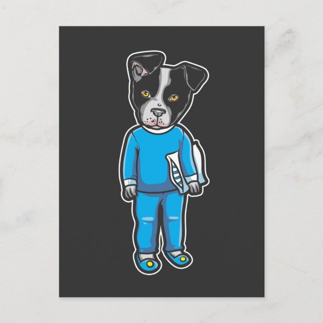 Postal Cama de perro de Boston terrier pijamas de pimient (Anverso)