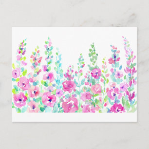 Postal Cama floral abstracta acuarela