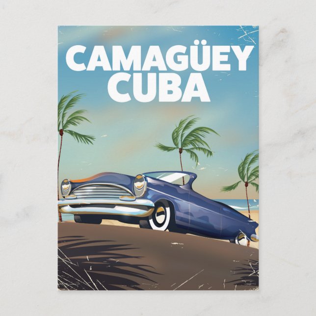 Postal Camagüey poster de viajes de época cubana (Anverso)
