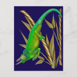 Postal Camaleón de Jackson en el bambú