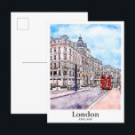 Postal Cámara acuática de viajes de arte de Londres Ingla<br><div class="desc">Ilustracion de dibujo de la mano de la marca de la acuarela de Londres</div>