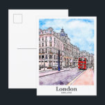 Postal Cámara acuática de viajes de arte de Londres Ingla<br><div class="desc">Ilustracion de dibujo de la mano de la marca de la acuarela de Londres</div>