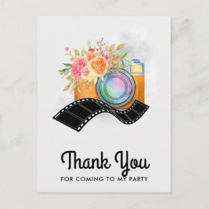 Postal Cámara Boho y Florales Acuarela Gracias