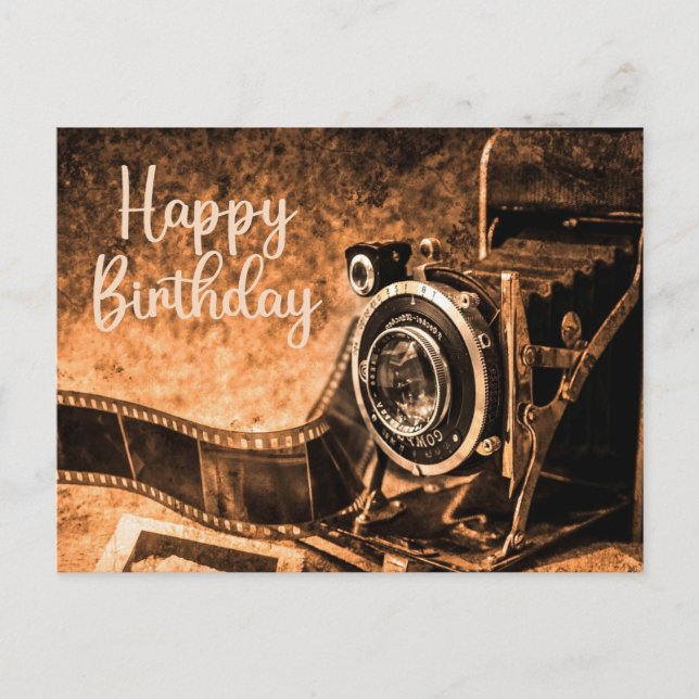 Postal Cámara de cine feliz cumpleaños viejo (Anverso)