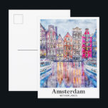 Postal Cámara de dibujo de acuarela de Amsterdam Países B<br><div class="desc">Ámsterdam Países Bajos Ilustracion de dibujo de color de agua para viajes</div>