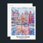 Postal Cámara de dibujo de acuarela de Amsterdam Países B<br><div class="desc">Ámsterdam Países Bajos Ilustracion de dibujo de color de agua para viajes</div>
