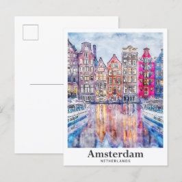 Postal Cámara de dibujo de acuarela de Amsterdam Países B