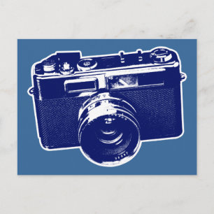 Postal Cámara de Pop Art Azul