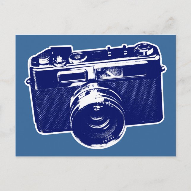 Postal Cámara de Pop Art Azul (Anverso)