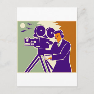Postal Cámara de vídeo vintage de camarógrafo