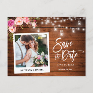 Postal Cámara Instantánea Frascos de Madera Rosa Floral G