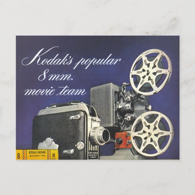 Postal Cámara y proyector de películas de 1942 (Anverso)