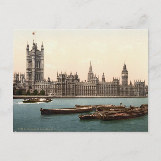 Postal Cámaras del Parlamento, Londres c.1895 (Anverso)