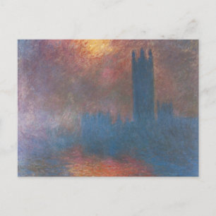 Postal Cámaras del Parlamento, Londres, por Claude Monet