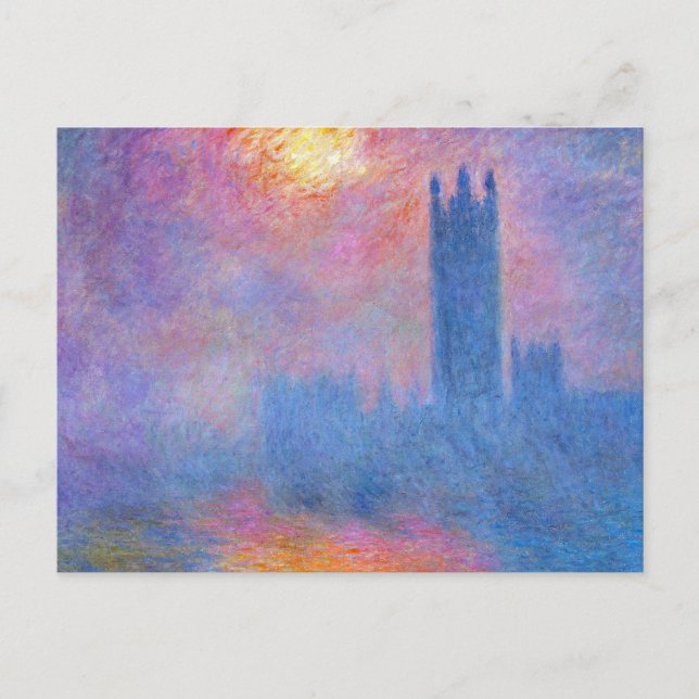 Postal Cámaras del Parlamento, Londres, sol que atraviesa (Anverso)