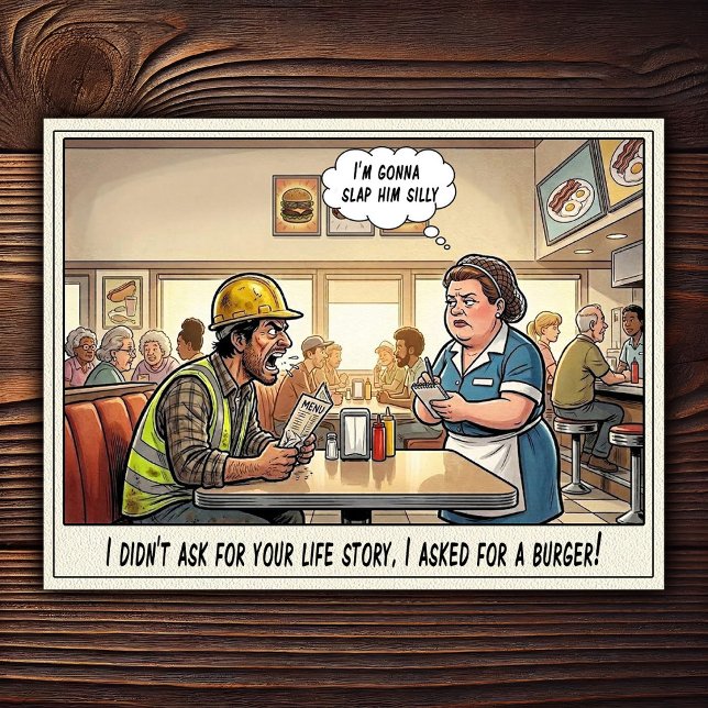 Postal Camarera Divertida Vida Restaurante Humor  (Subido por el creador)