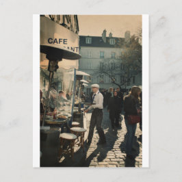 Postal camarero francés del café