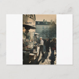 Postal camarero francés del café