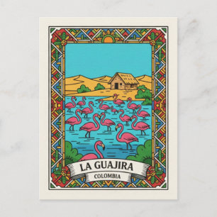 Postal Camarones Colombia La Guajira Flamingos