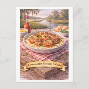 Postal Camarones y Grits de Lowcountry (Serie de Comida A