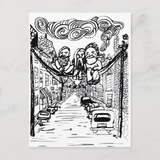 Postal Camas en un cable