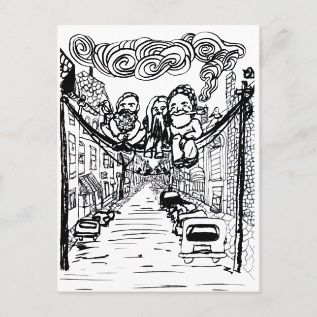 Postal Camas en un cable (Anverso)