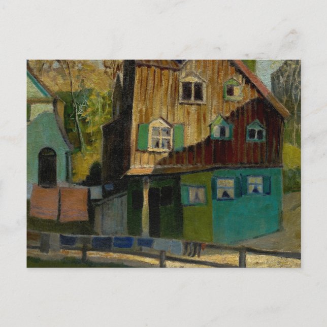 Postal Camas rojas de Grant Wood (Anverso)